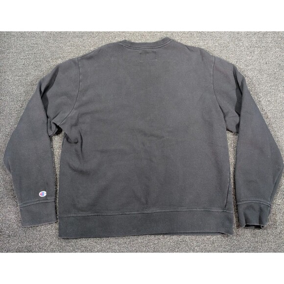 Champion Men's Large Reverse Weave Heavyweight Crew Neck Black Sweatshirt Logo - Picture 3 of 7